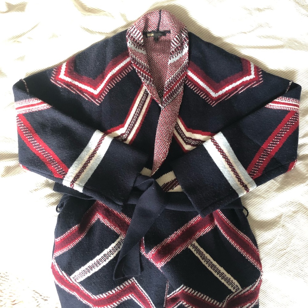 Maje reversible jacquard knit cardigan - Picture 6 of 8